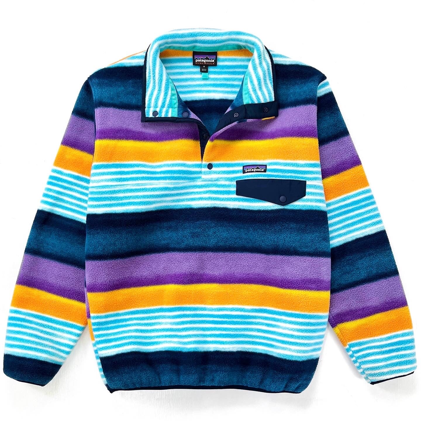 2016 Patagonia Printed Synchilla Snap-T, Painted Fitz Stripe (M)