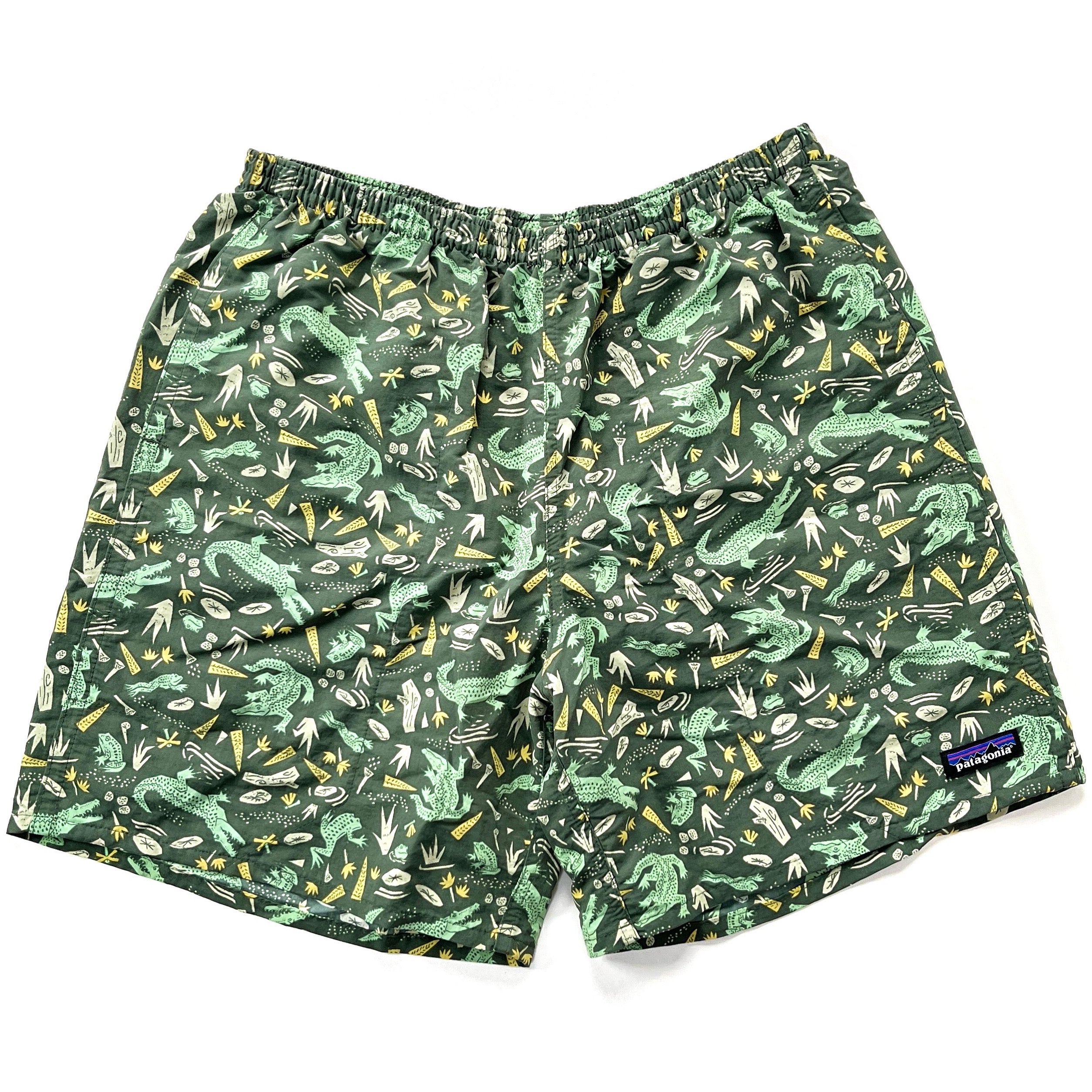 2020 Patagonia Mens 5” Printed Nylon Baggies Shorts, Alligators & Bullfrogs (M)