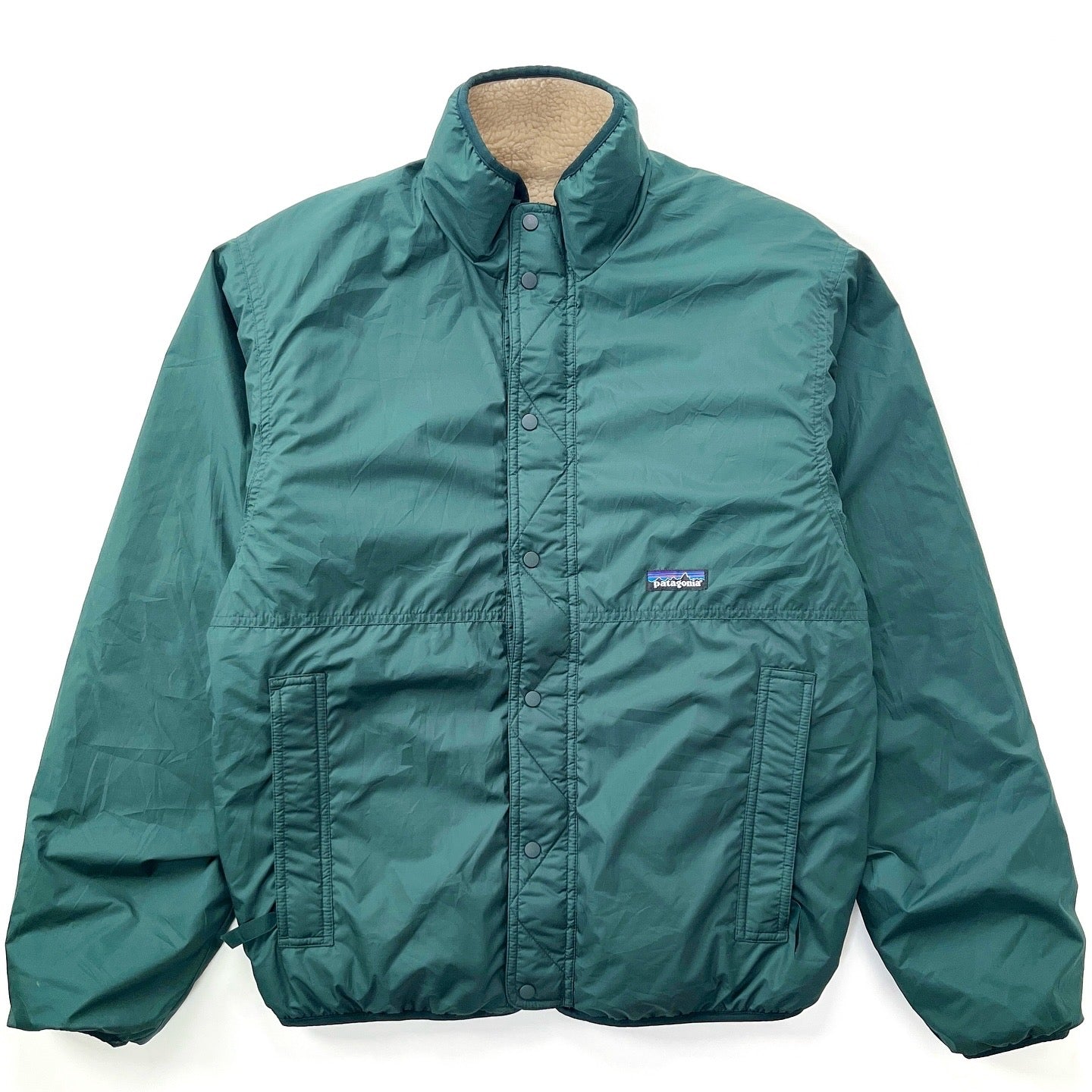 1998 Patagonia Reversible Deep Pile Glissade Cardigan, Natural & Hunter (M)