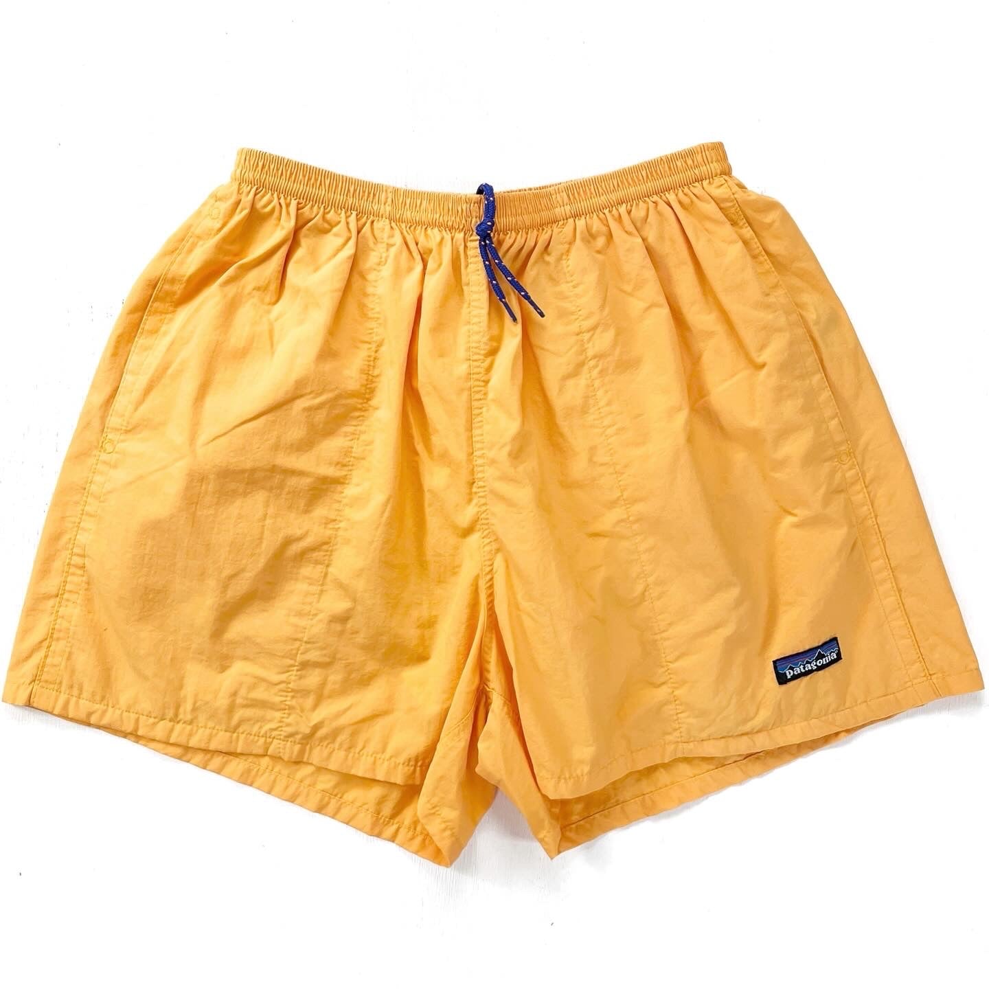 1999 Patagonia Mens 4” Nylon Baggies Shorts, Sunflower (M)