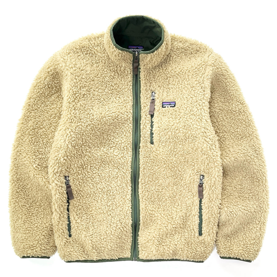 2013 Patagonia Classic Retro-X Deep Pile Cardigan, Tan & Dark Olive (M)