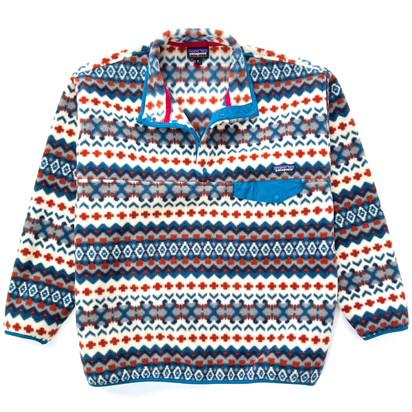 2015 Patagonia Printed Synchilla Snap-T Pullover, Cliff: Underwater Blue (XL)