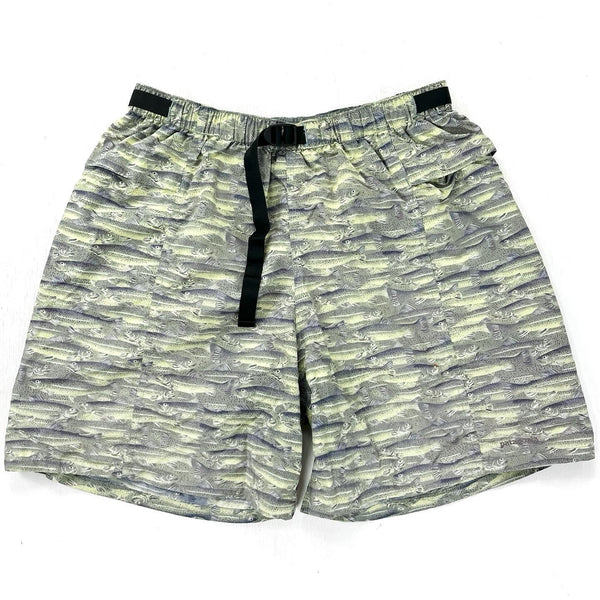 2002 Patagonia Mens 6” Printed River Shorts, School of Trout (L)