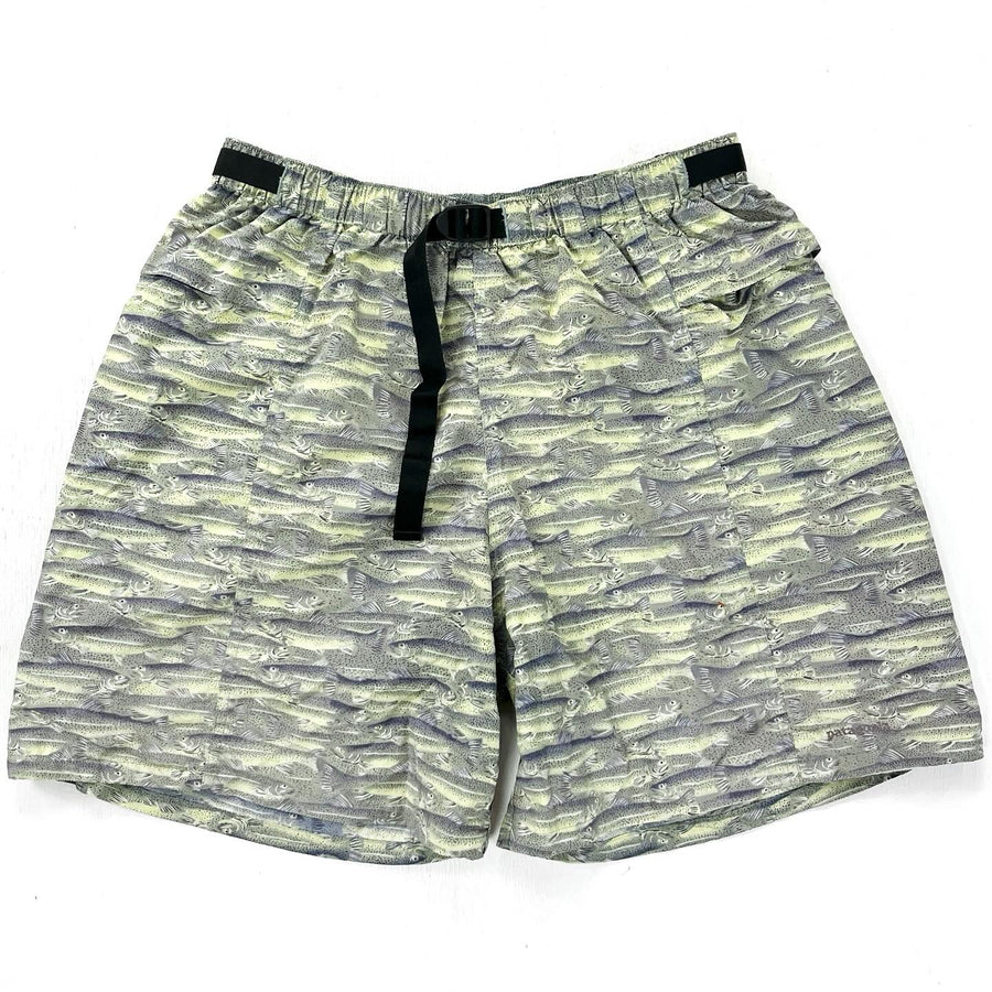 2002 Patagonia Mens 6” Printed River Shorts, School of Trout (L)