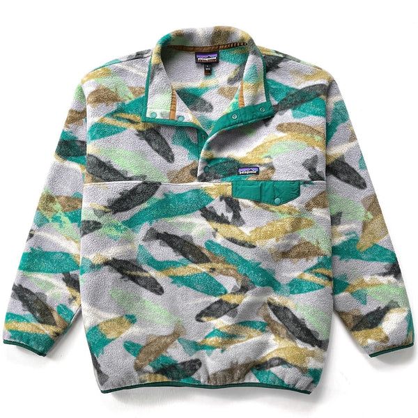 2016 Patagonia Printed Synchilla Snap-T, Trout Tails: Green (L)