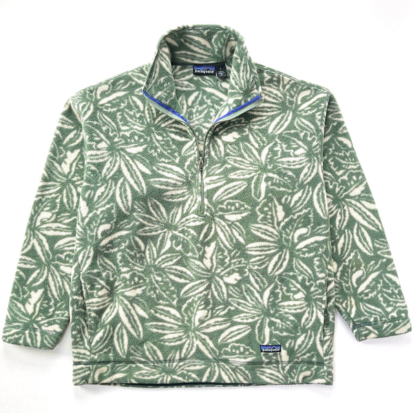 1995 Patagonia Made In The U.S.A. Printed Synchilla Sweater, Tropical: Green (L)