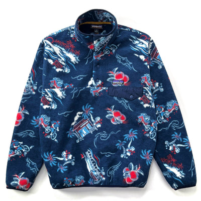 Patagonia (Modern) — 2017 Patagonia Printed Synchilla Snap-T Pullover, C Street Big: Navy Blue (S)