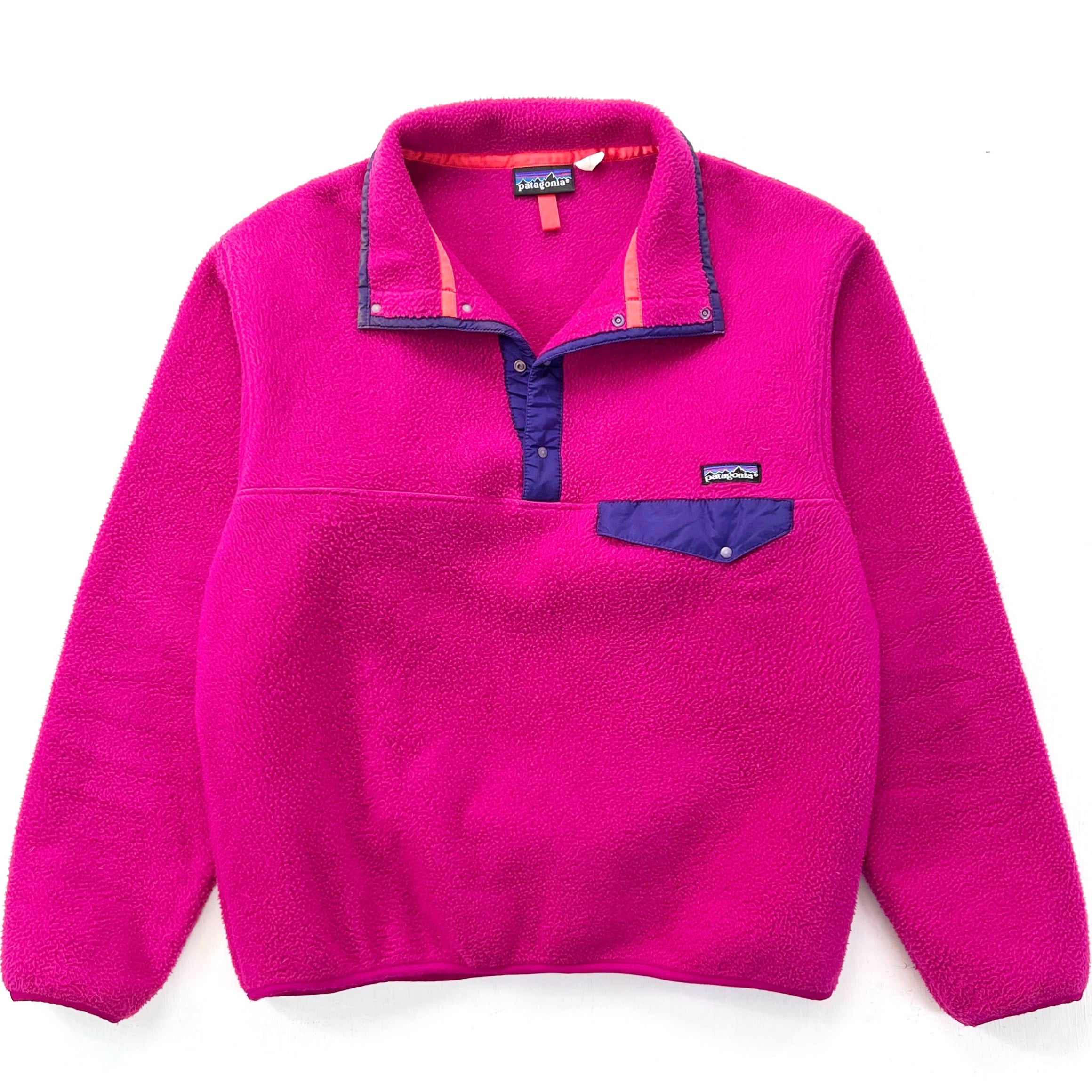 1991 Patagonia Synchilla Snap-T Fleece Pullover, Pink & Purple (L)