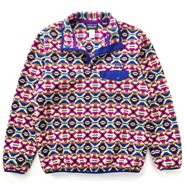 2013 Patagonia Womens Printed Synchilla Snap-T, Aberdeen: Blue Butterfly (M)