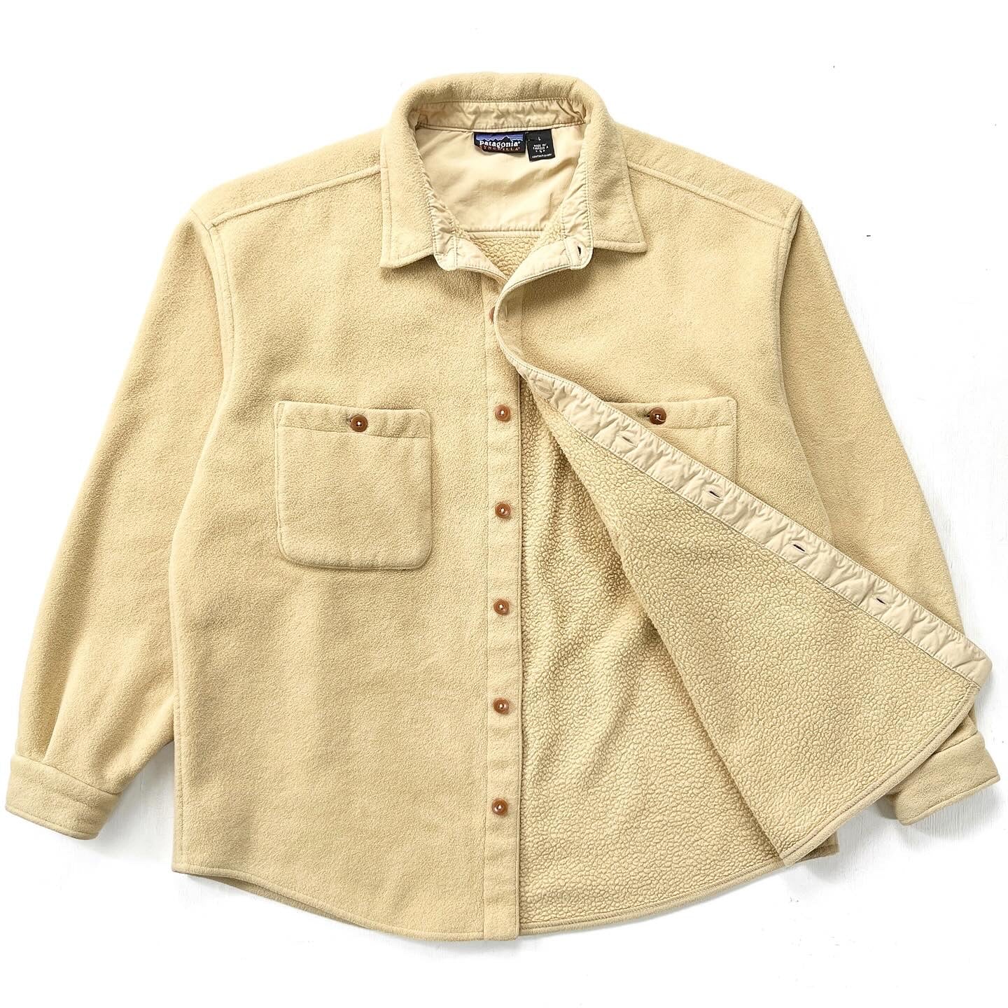 1996 Patagonia Synchilla Fleece Shearling Overshirt, Maize (XL)