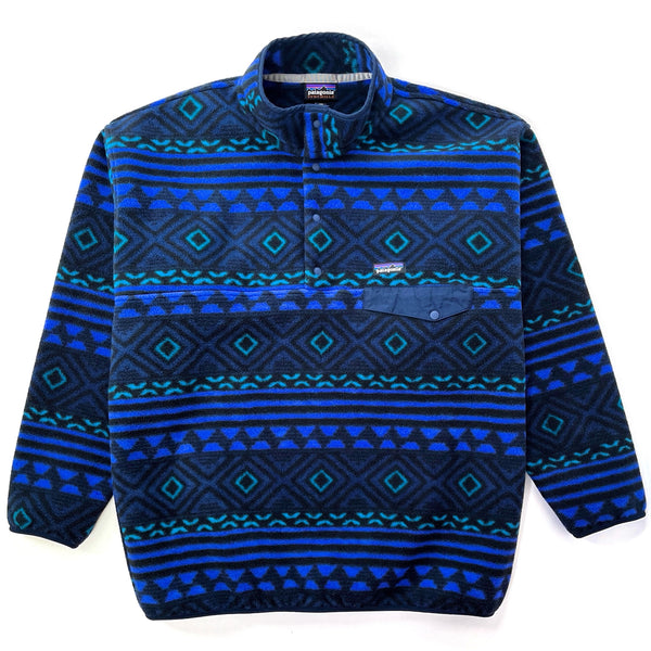 2016 Patagonia Printed Synchilla Snap-T Pullover, Saltillo: Navy Blue (XXL)