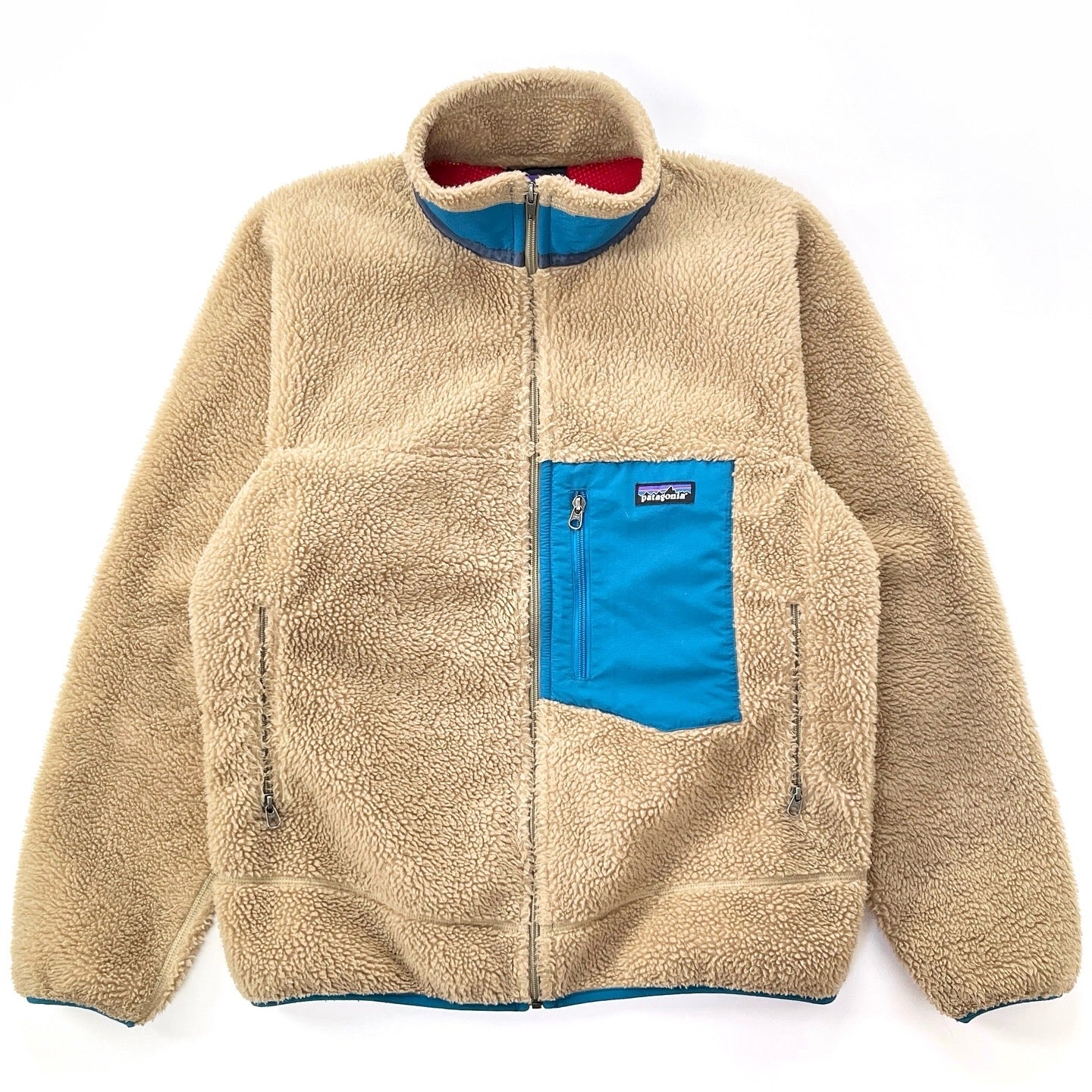 2015 Patagonia Classic Retro-X Fleece Jacket, Ash Tan & Light Blue (S)