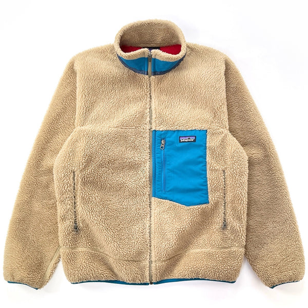 2015 Patagonia Classic Retro-X Fleece Jacket, Ash Tan & Light Blue (M)