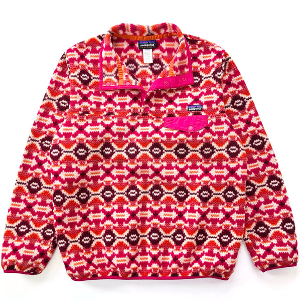 2013 Patagonia Womens Printed Synchilla Snap-T, Aberdeen: Jeweled Berry (L)