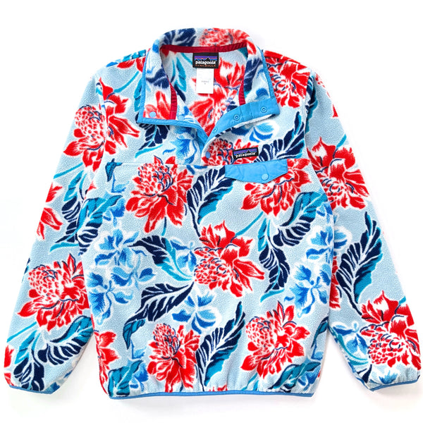 2015 Patagonia Womens Printed Synchilla Snap-T, Manoa: Dusk Blue (M)