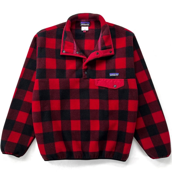 2014 Patagonia Printed Synchilla Snap-T, Fuzzy Plaid: Wax Red (M)