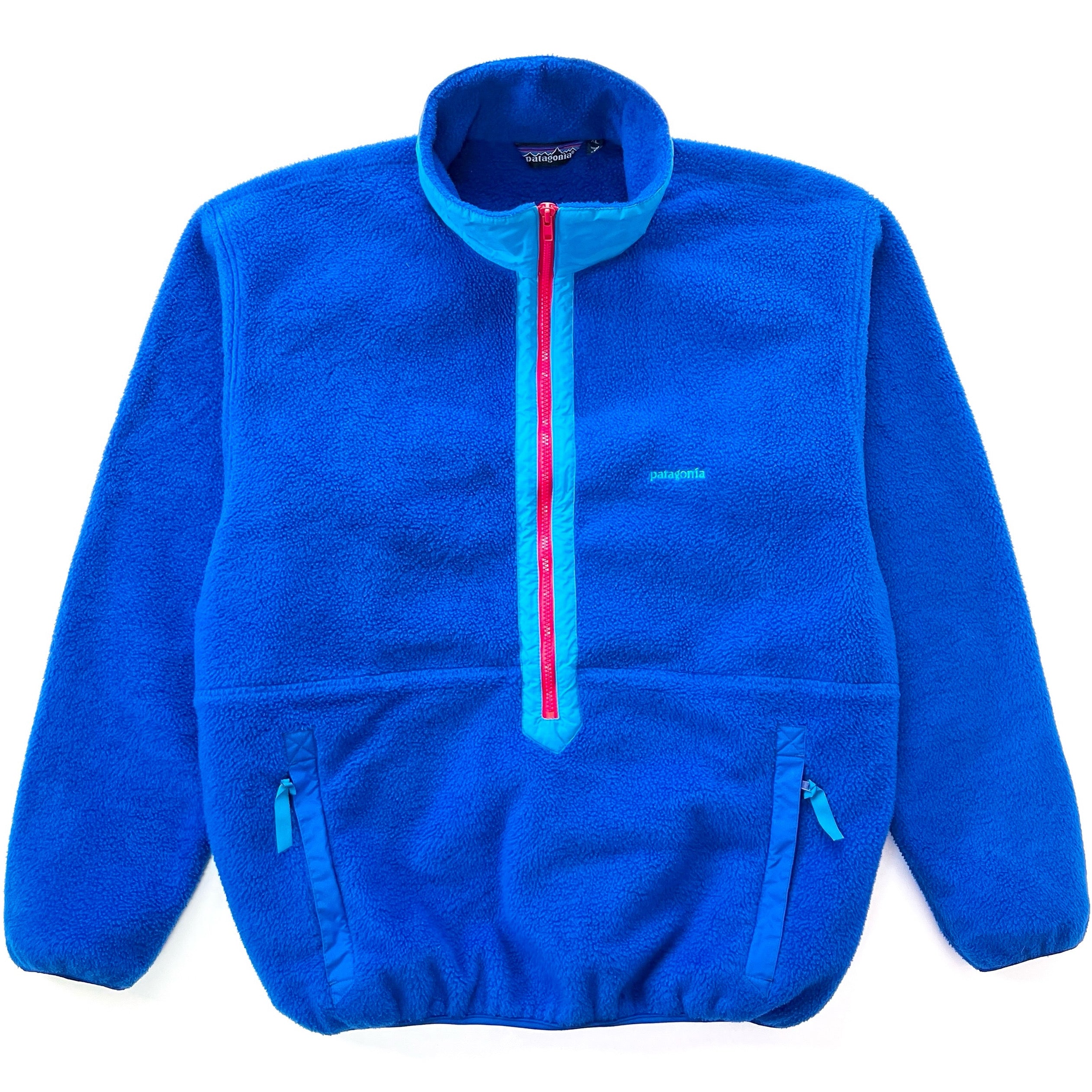 1989 Patagonia Made In The U.S.A. Half-Zip Synchilla Fleece Sweater, Cobalt (XL)