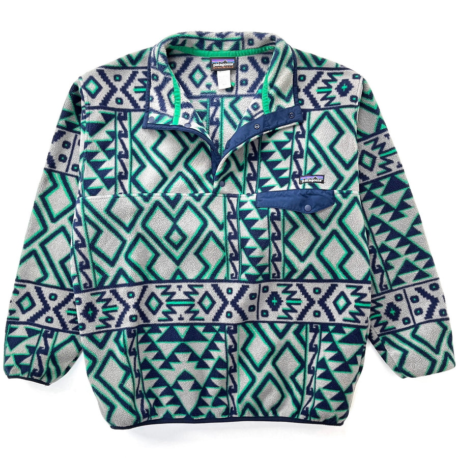 2014 Patagonia Printed Synchilla Snap-T, Montana Siete: Feather Grey (L/XL)