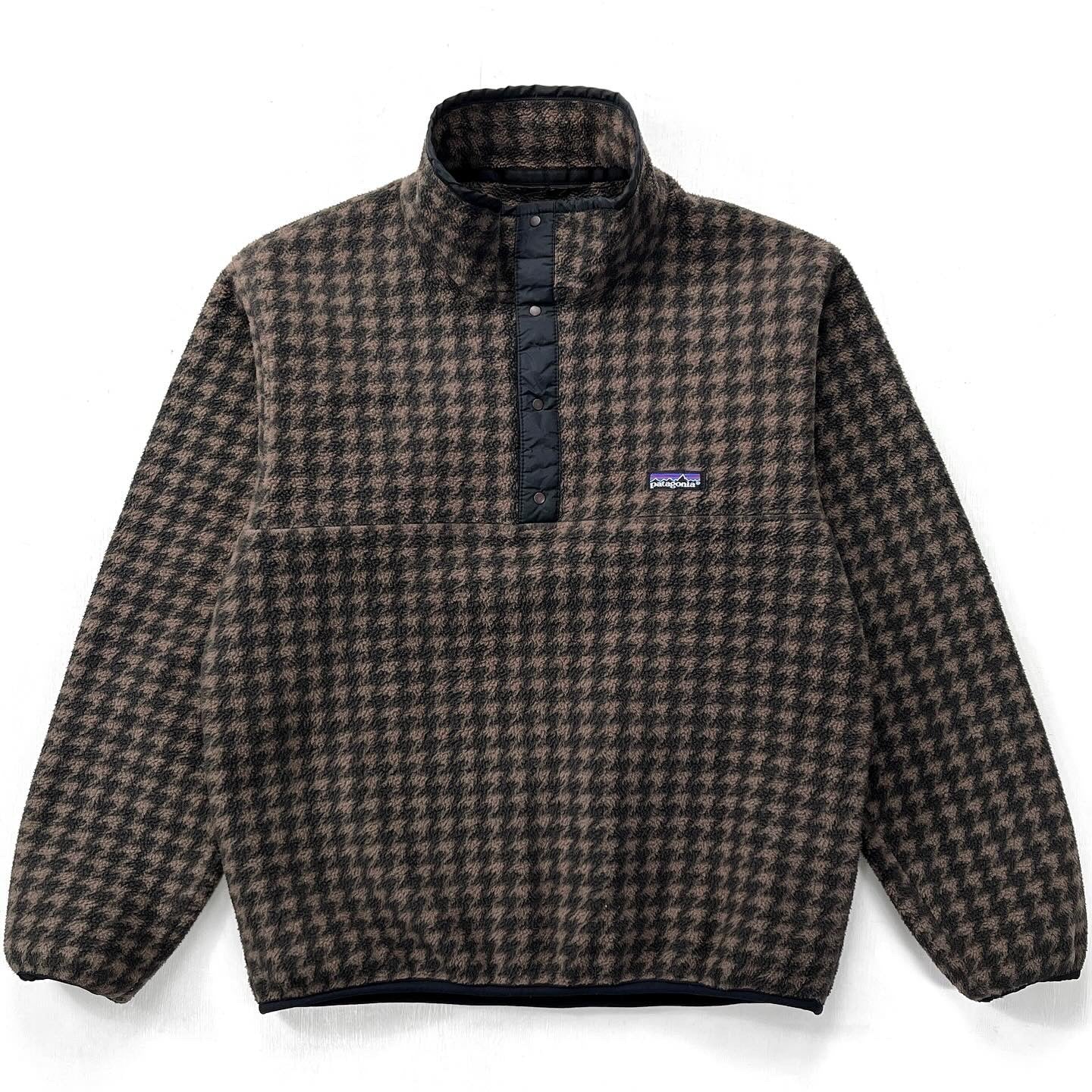 1990 Patagonia Printed Synchilla Snap-T, Houndstooth: Brown (M)