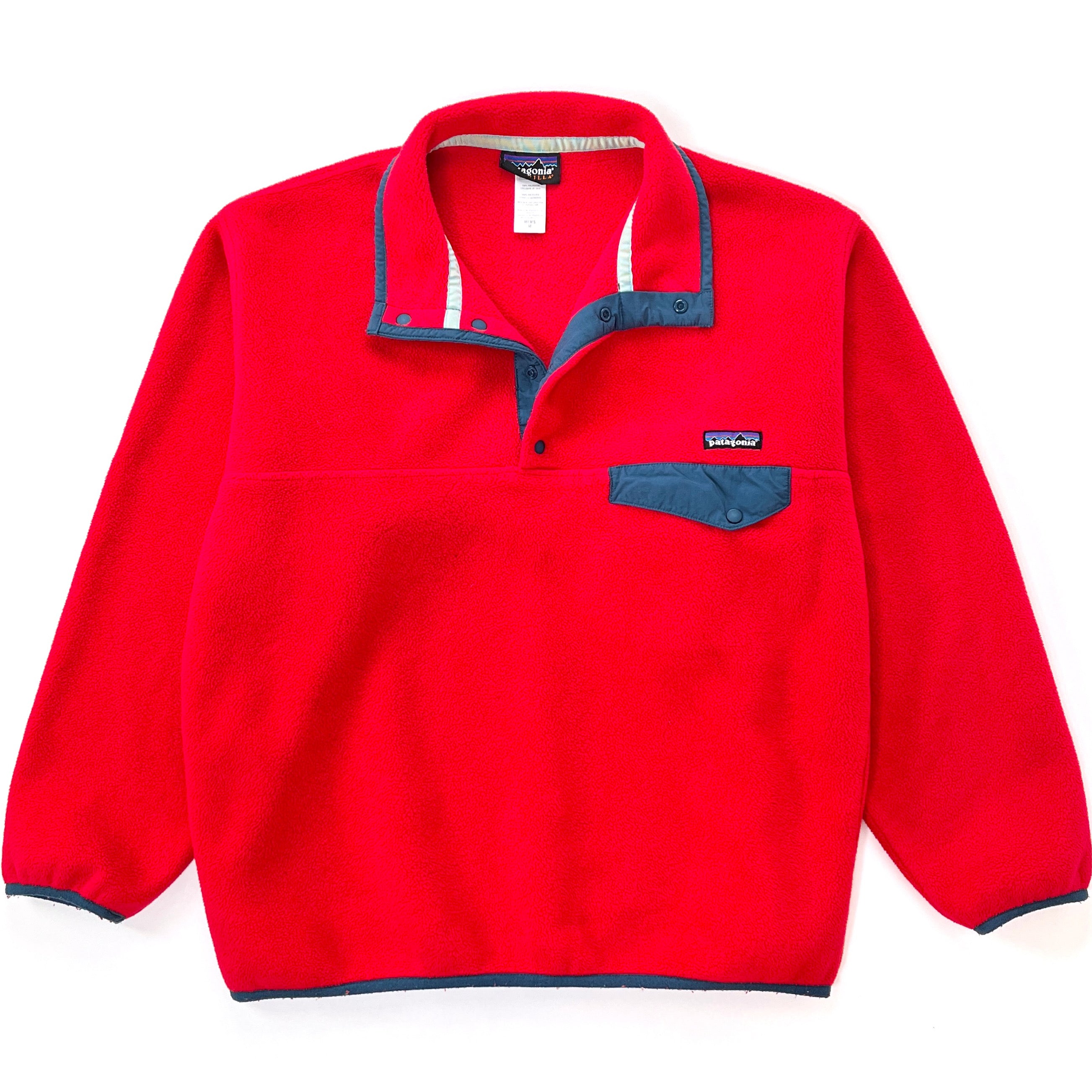 2012 Patagonia Synchilla Snap-T Fleece Pullover, Bright Red & Navy (M/L)