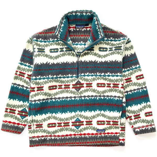 1994 Patagonia Made In The U.S.A. Printed Synchilla Sweater, Sacajawea: Ivory (M)