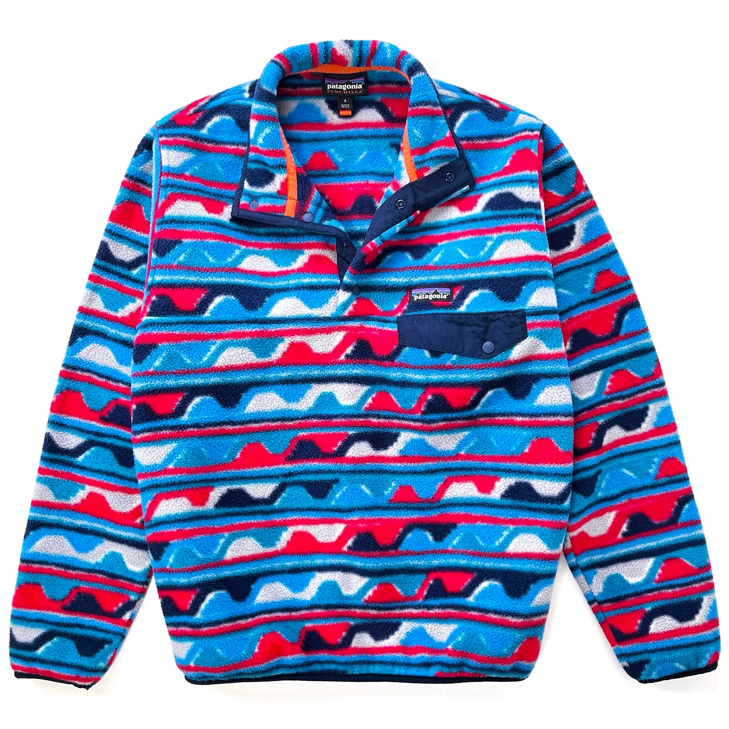 2016 Patagonia Printed Synchilla Snap-T Pullover, Delta: Navy Blue (S)