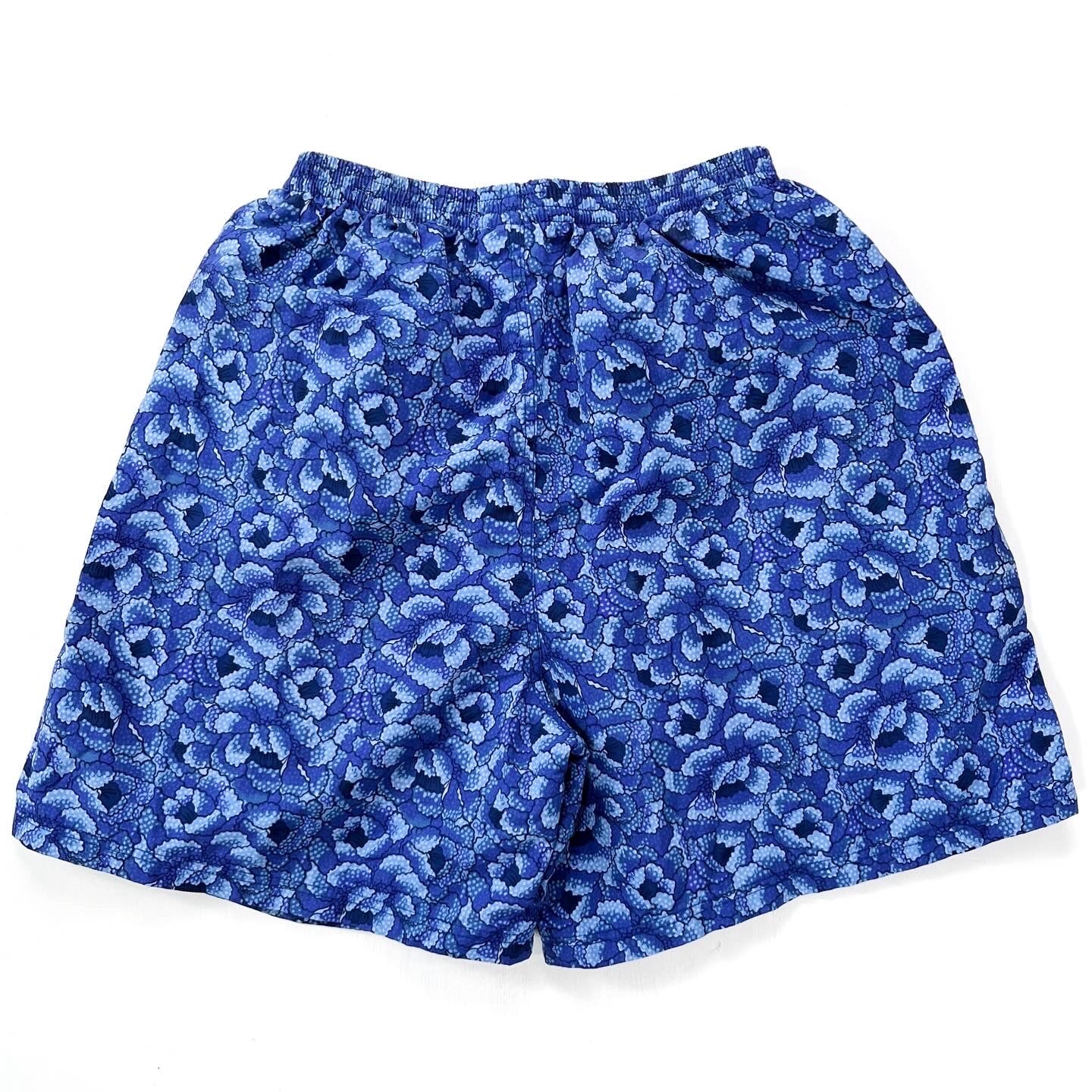 1999 Patagonia 5” Printed Nylon Baggies Shorts, Blue (XS)