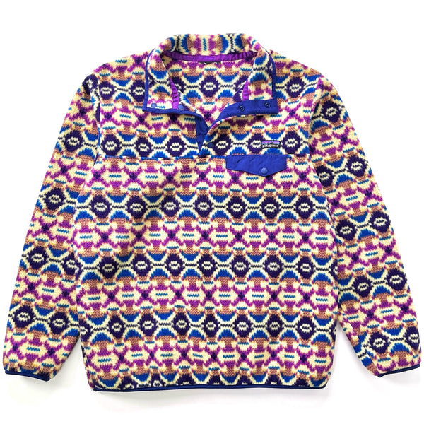 2013 Patagonia Womens Printed Synchilla Snap-T, Aberdeen: Blue Butterfly (M/L)
