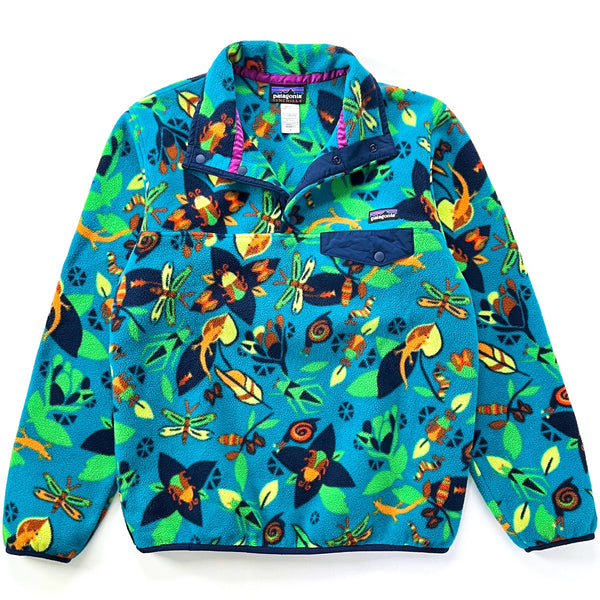 2014 Patagonia Womens Printed Synchilla Snap-T, Jitterbug: Tobago Blue (S)