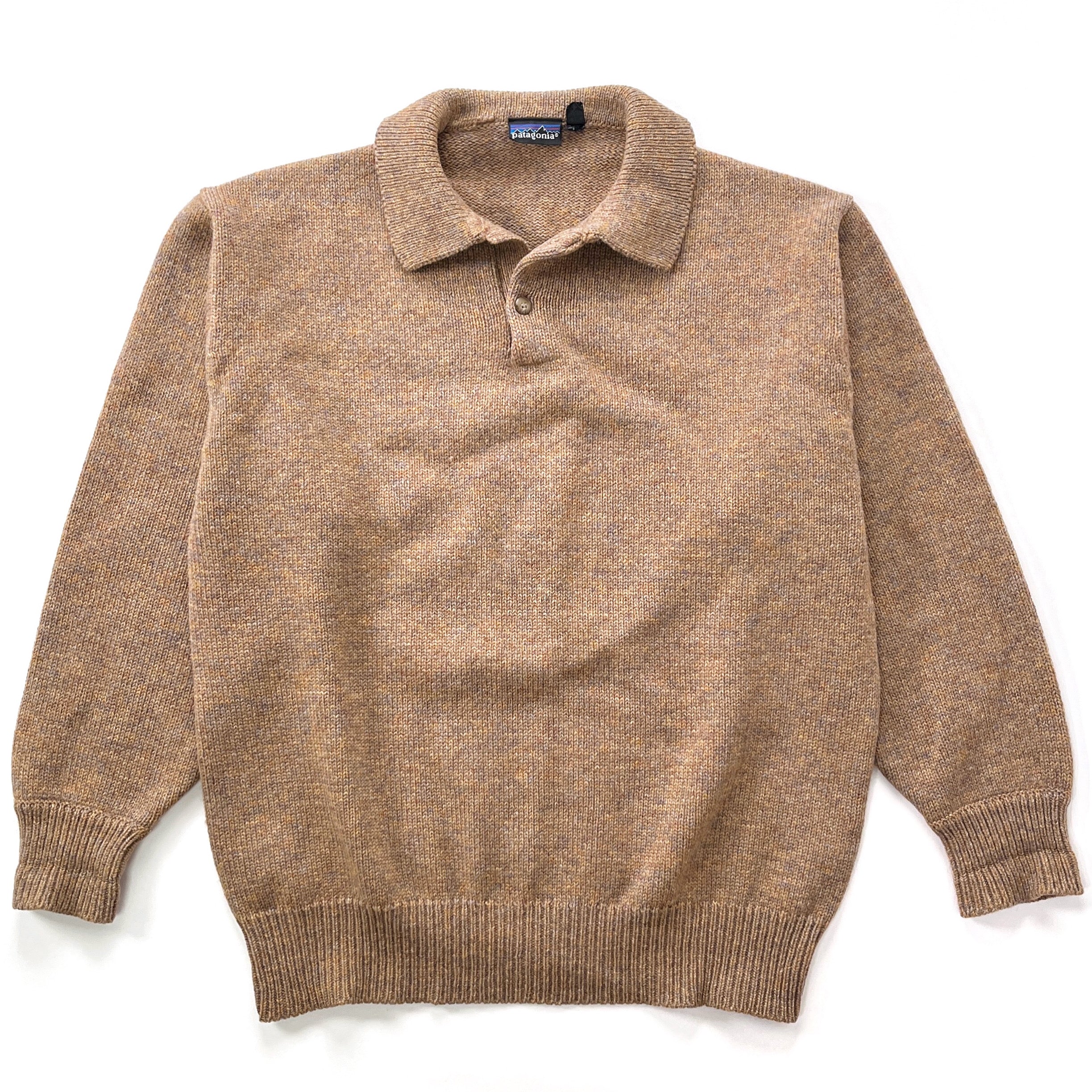 1988 Patagonia Heavyweight Collared Wool Knit Sweater, Brown (L)