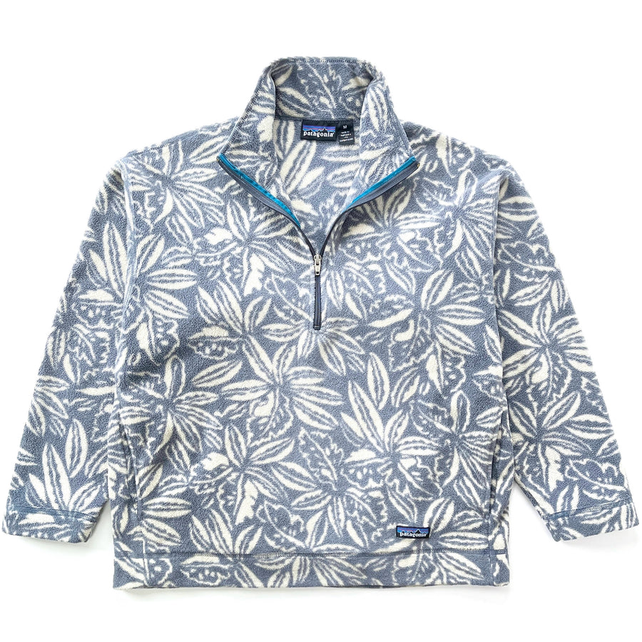 1995 Patagonia Made In The U.S.A. Printed Synchilla Sweater, Tropical: Steel Blue (M)