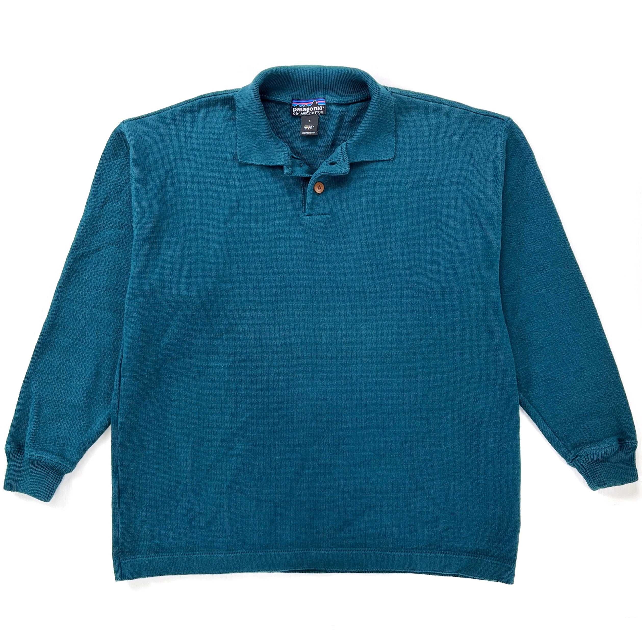 1995 Patagonia Organic Cotton Polo Sweater, Bluegrass (S/M)