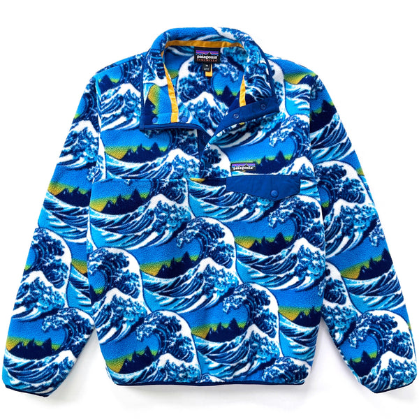 2016 Patagonia Printed Synchilla Snap-T Pullover, Fitzroy Wave: Blue (XS/S)