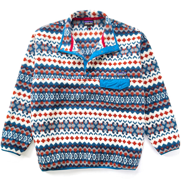 2015 Patagonia Printed Synchilla Snap-T Pullover, Cliff: Underwater Blue (L)
