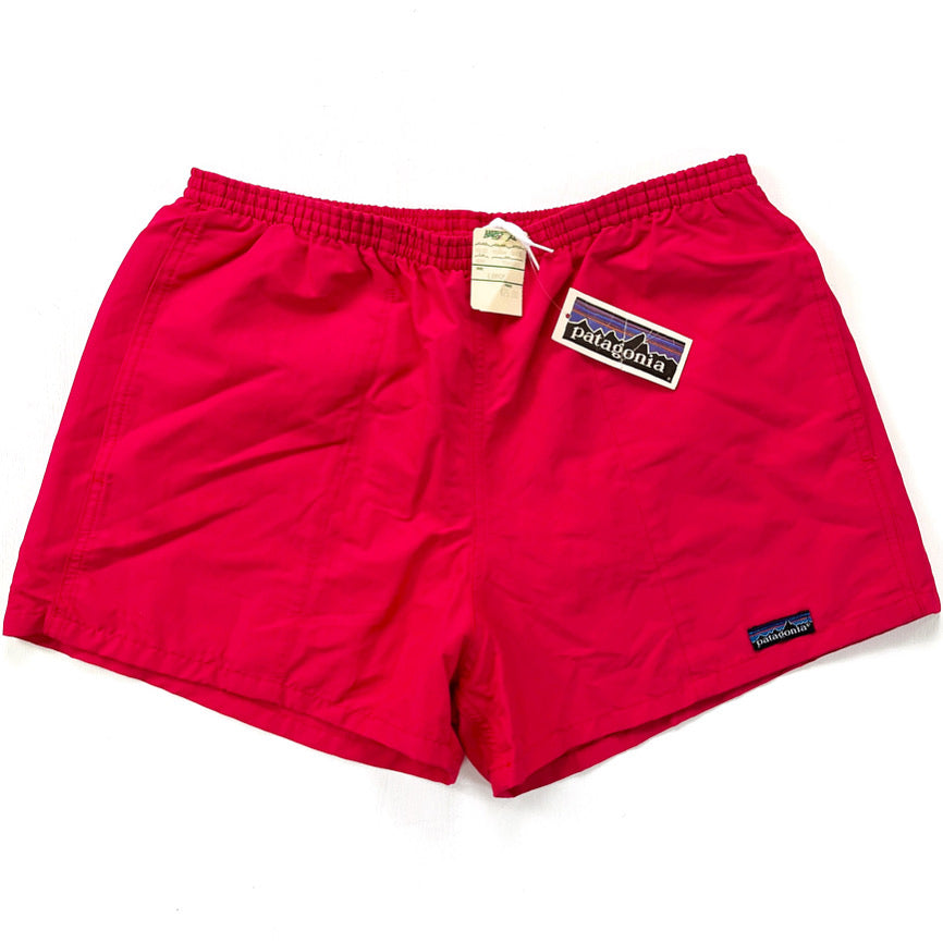 1985 Patagonia First Generation 3” Nylon Baggies Shorts, Red (L)