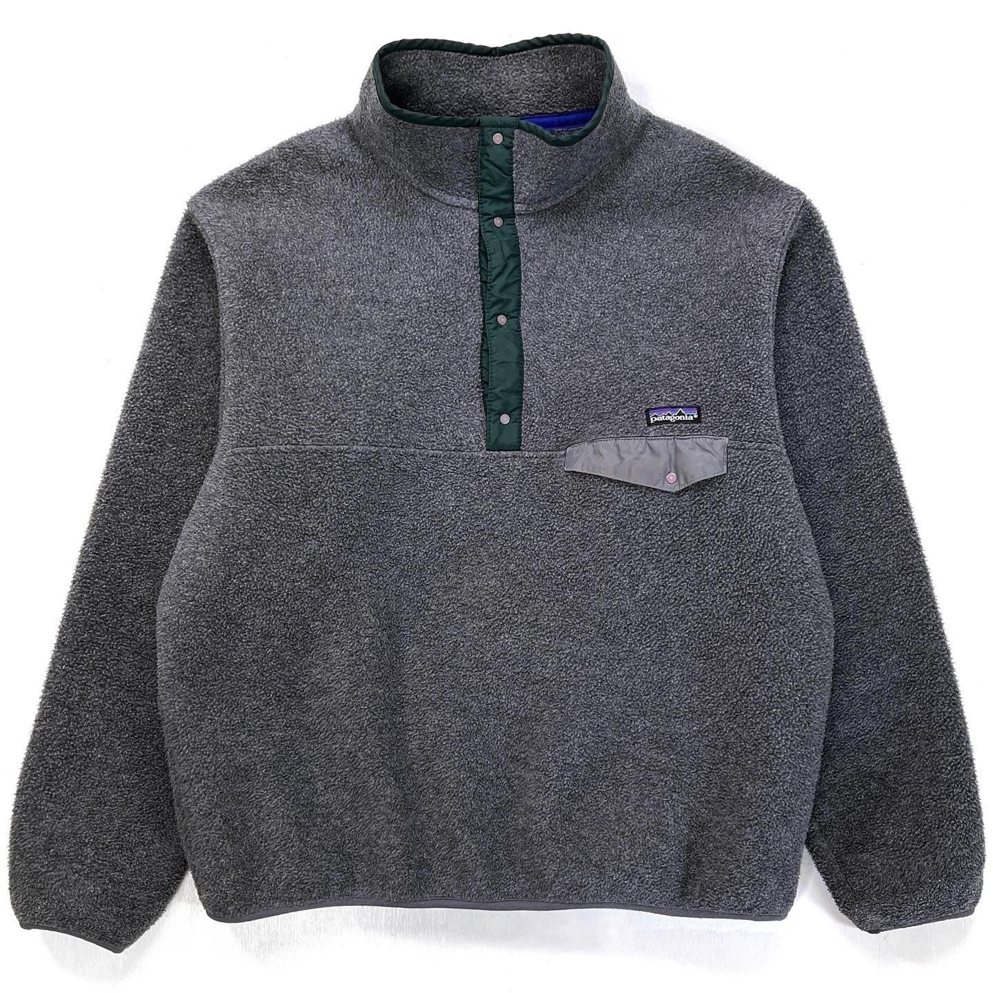 1992 Patagonia Synchilla Snap-T Pullover, Charcoal & Hunter (XL)