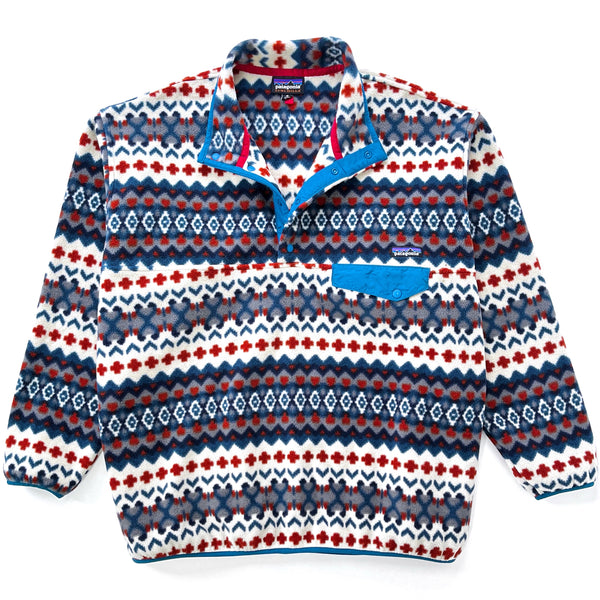 2015 Patagonia Printed Synchilla Snap-T Pullover, Cliff: Underwater Blue (XL)