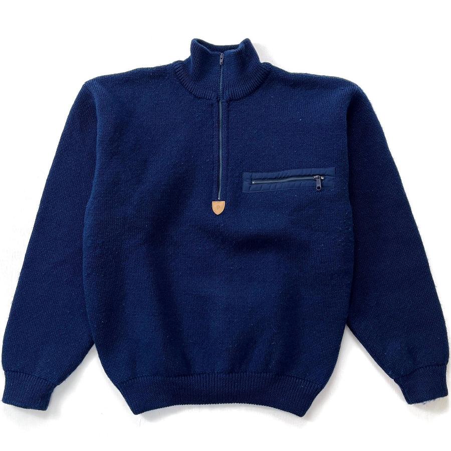 1990 Patagonia Alpiniste Heavy Merino Wool Sweater, Navy (XS/S)