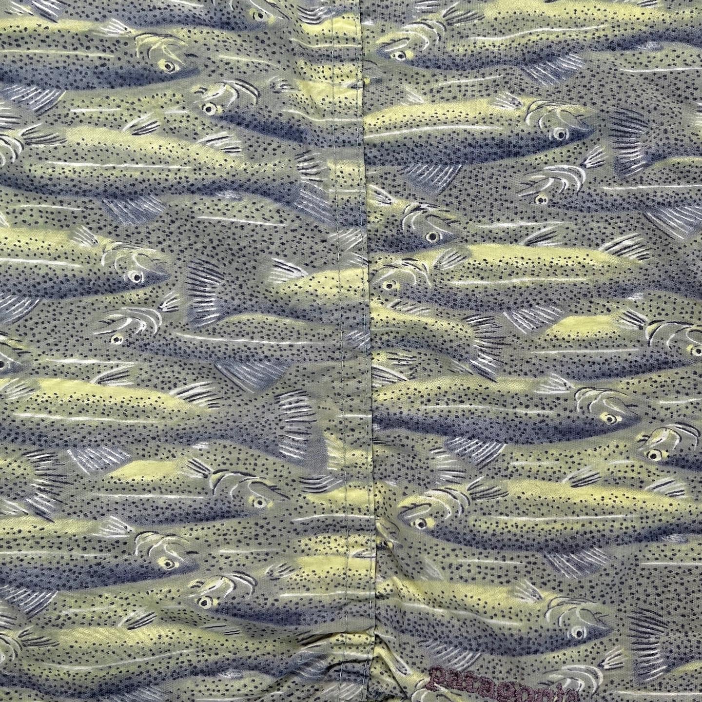 2002 Patagonia Mens 6” Printed River Shorts, School of Trout (XL)