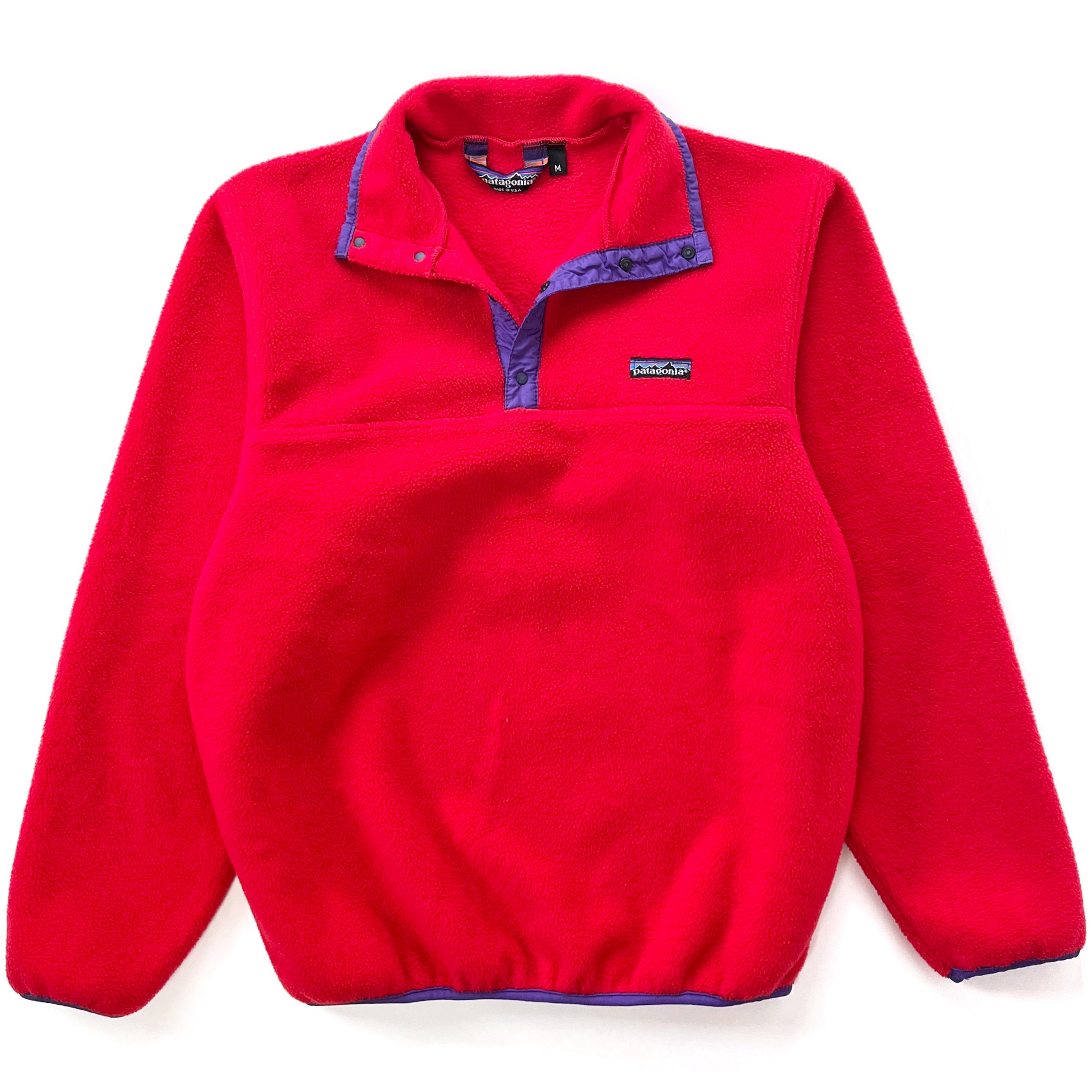 1985 Patagonia First Edition Synchilla Snap T-Neck, Red & Purple (M)