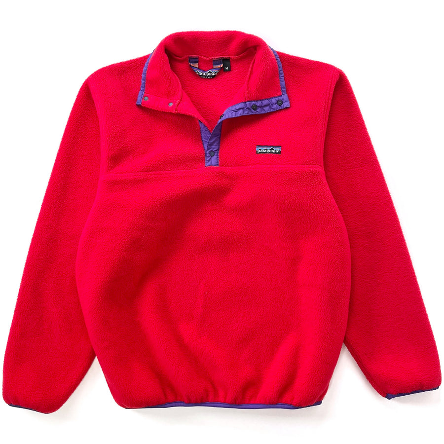 1985 Patagonia First Edition Synchilla Snap T-Neck, Red & Purple (M)