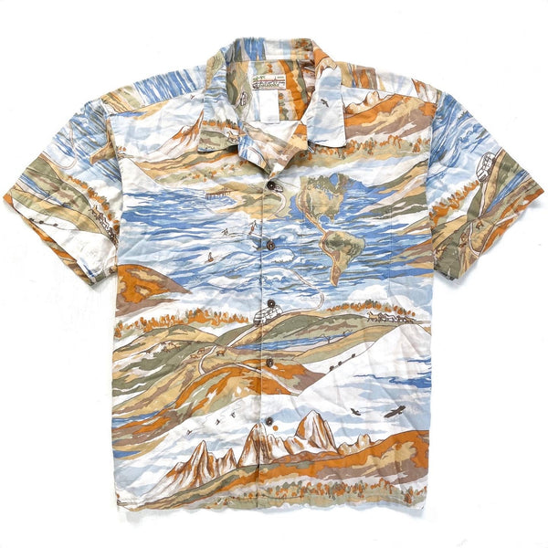 2009 Patagonia Pataloha Print Shirt, Mountain of Storms: Afterglow (XL)