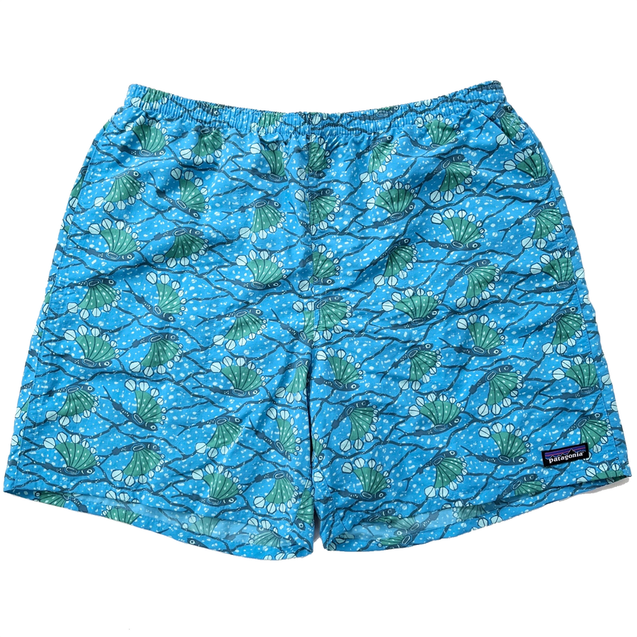 2018 Patagonia Mens 7” Baggies Shorts, Hexy Fish: Radar Blue (L)