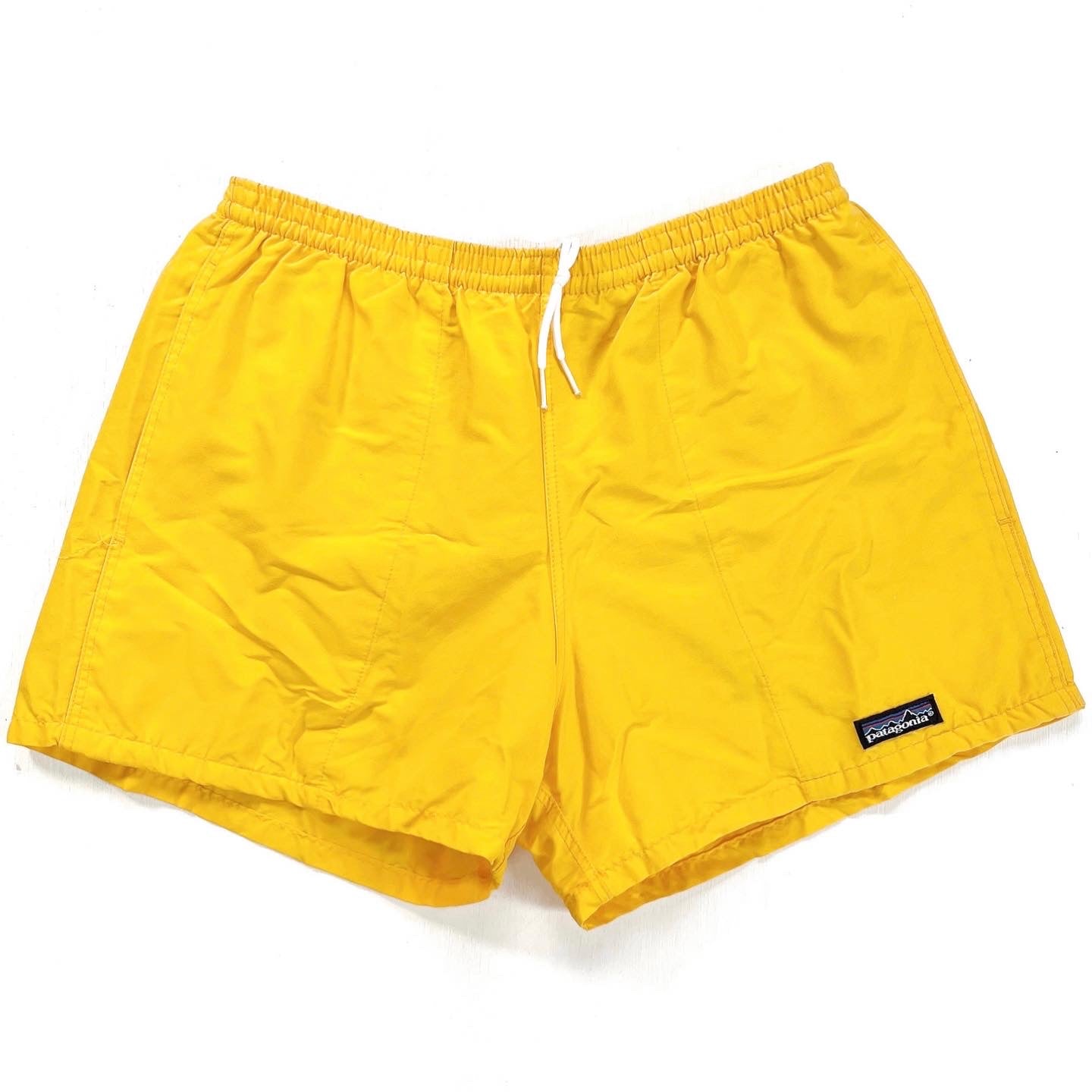 1990 Patagonia Mens 3.5” Baggies Shorts, Bright Yellow (S)