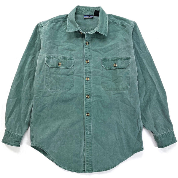 1992 Patagonia Mens Cotton Canvas Shirt, Weathered Green (M)