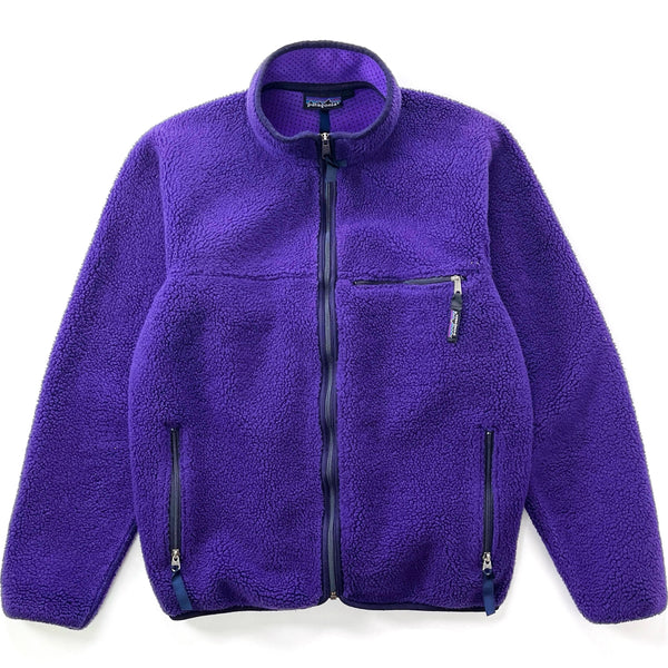 1990 Patagonia Made In The U.S.A. Retro Pile Cardigan, Eggplant & Purple (L)