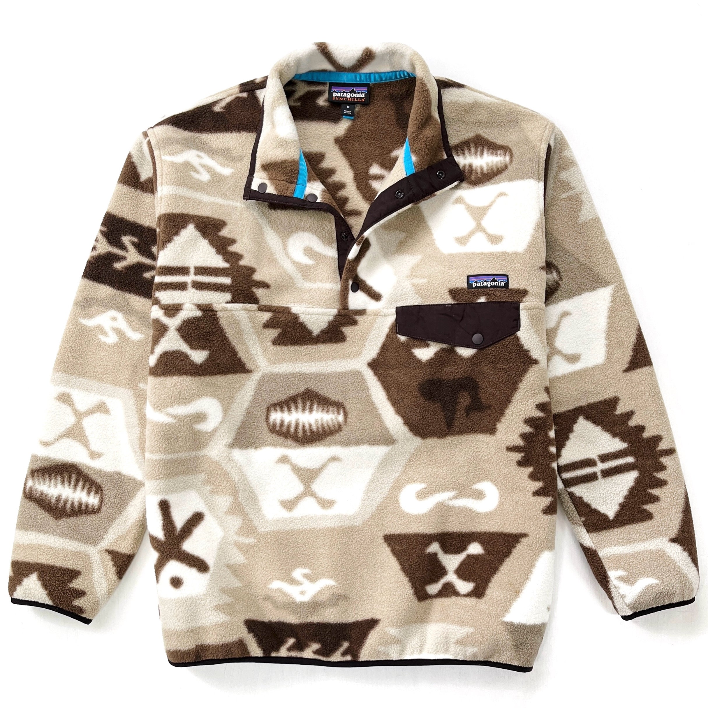 2015 Patagonia Printed Synchilla Snap-T, Cave: Khaki (M)