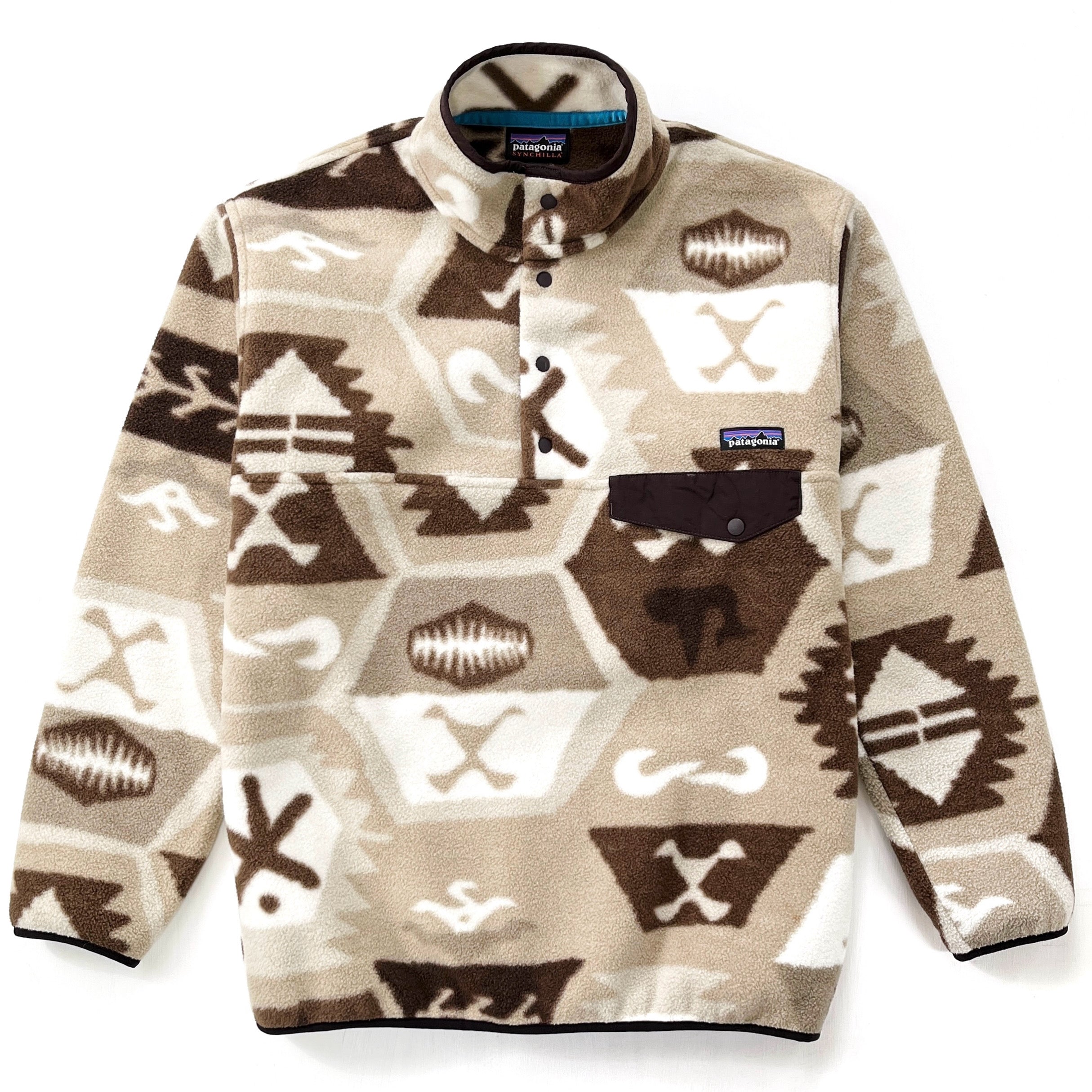 2015 Patagonia Printed Synchilla Snap-T, Cave: Khaki (M)