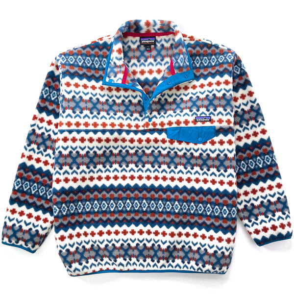2015 Patagonia Printed Synchilla Snap-T Pullover, Cliff: Underwater Blue (L)