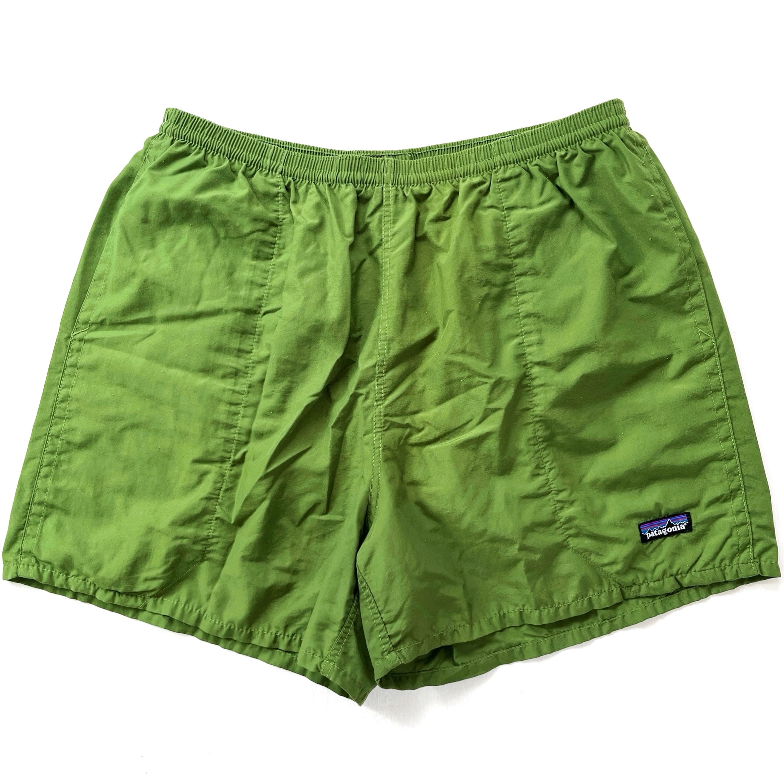 2006 Patagonia Mens 5” Nylon Baggies Shorts, Moss Green (L)